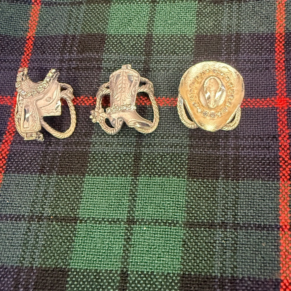 Lot of three vintage Western Theme Scarf Rings